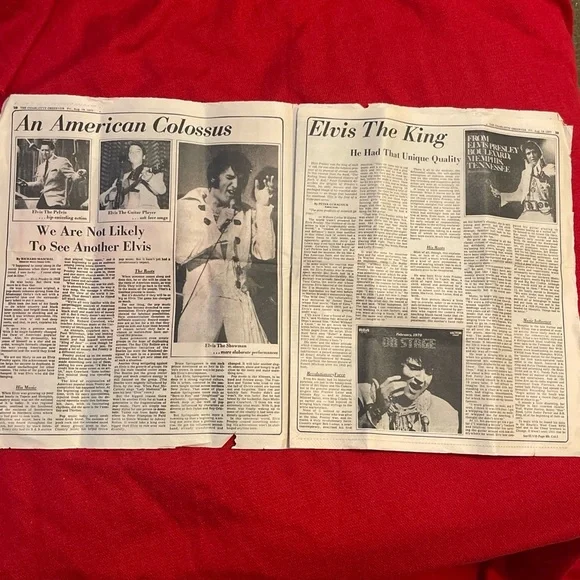 Vintage Elvis Newspaper Keepsake Charlotte August 19 . 1977 - Picture 3 of 9